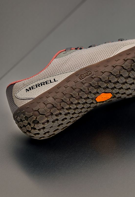 Close-up of the sole of a Merrell barefoot shoe.